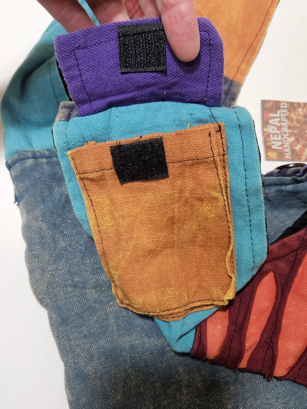 NWT Nepal Handcrafted Boho Patchwork Crossbody Sling Bag Elephant Om Peace Sign
